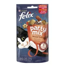 Ласощі для котів Purina Felix Party Mix Гриль Мікс з куркою, яловичиною та лососем 60 г (7613287631404)