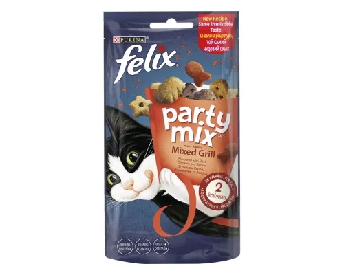 Лакомство для котов Purina Felix Party Mix Гриль Микс с курицей, говядиной и лососем 60 г (7613287631404)