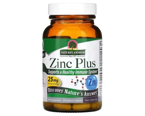 Минералы Nature's Answer Цинк плюс, 25 мг, Zinc Plus, 60 вегетарианских капсул (NTA-16570)