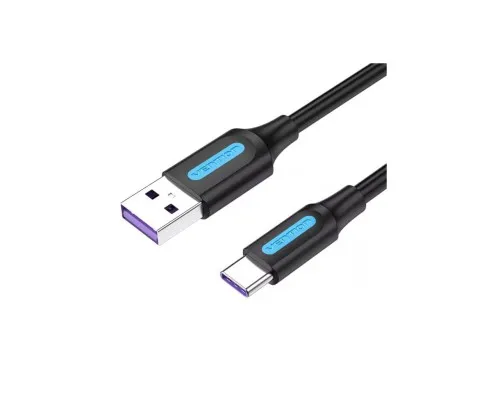 Дата кабель USB 2.0 AM to Type-C 0.5m 5.0A (25W) PVC black Vention (CORBD)