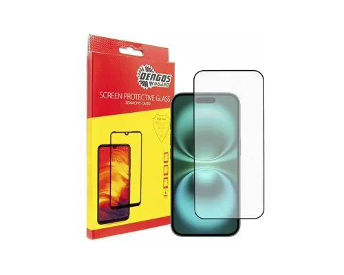 Скло захисне Dengos Full Glue iPhone 16 (black) (TGFG-366)