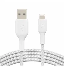 Дата кабель USB 2.0 AM to Lightning 2.0m BRAIDED white Belkin (CAA002BT2MWH)