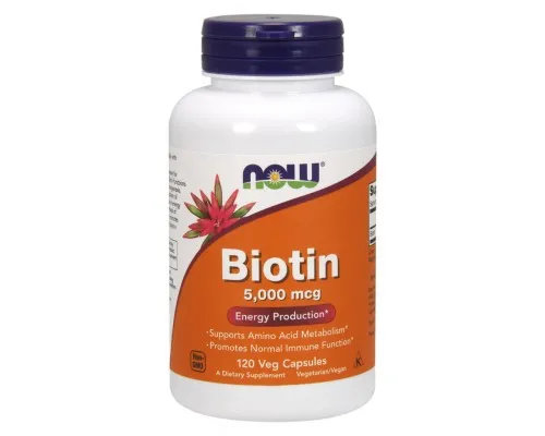 Вітамін Now Foods Біотин (В7) 5000 мкг, 120 гелевих капсул (NOW-00474)