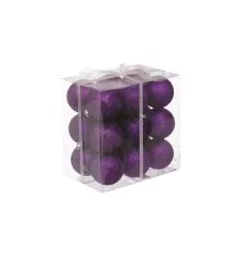 Елочная игрушка Jumi 18 шт (6 см) с блестками, фиолет. (5900410840393)
