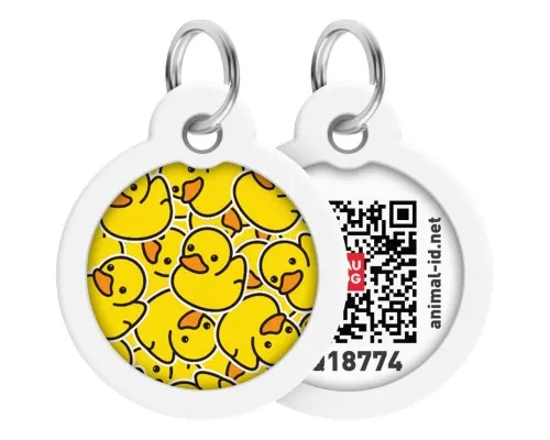 Адресник для тварин WAUDOG Smart ID з QR паспортом Качечки, коло 30 мм (230-0204)
