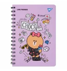 Блокнот Yes Line Friends Choco А5 80 аркушів подвійна спіраль з резинкою Лінія (151771)