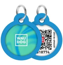 Адресник для животных WAUDOG Smart ID с QR паспортом "Градиент голубой", круг 25 мм (225-4036)