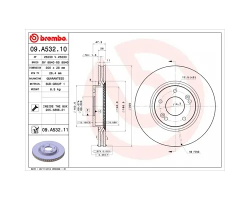 Тормозной диск Brembo 09.A532.11