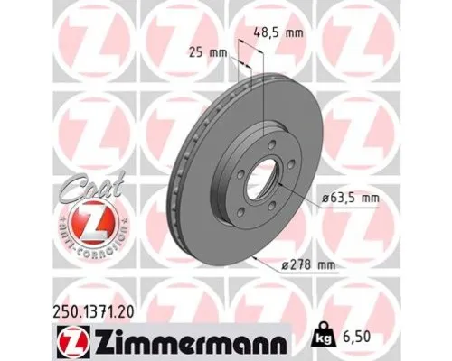 Гальмівний диск ZIMMERMANN 250.1371.20