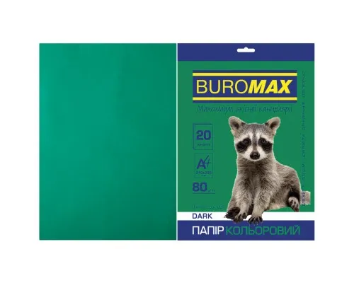 Бумага Buromax А4, 80g, DARK green, 20sh (BM.2721420-04)