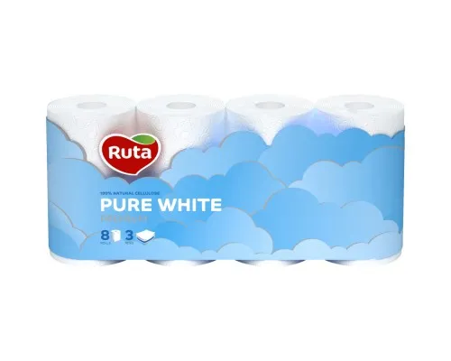 Туалетний папір Ruta Pure White 3 шари 8 рулонів (4820023747555)