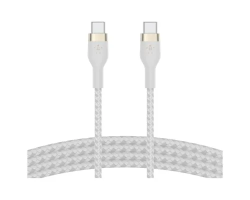 Дата кабель USB-C to USB-C 1.0m BRAIDED SILICONE white Belkin (CAB011BT1MWH)