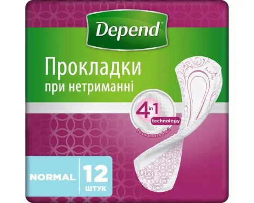 Урологічні прокладки Depend Normal Plus Pad 12 шт. (5029053546162/5029053561585)