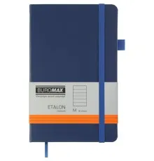 Книга записна Buromax Etalon 125x195 мм 96 аркушів в лінію обкладинка зі штучної шкіри Синя (BM.291260-02)