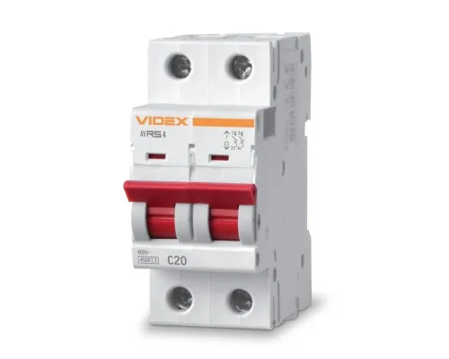 Автоматический выключатель Videx RS4 RESIST 2п 20А С 4,5кА (VF-RS4-AV2C20)