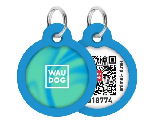 Адресник для животных WAUDOG Smart ID с QR паспортом Градиент голубой, круг 30 мм (230-4036)