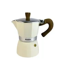 Гейзерная кофеварка Magio Бежева 3 порції 150 мл (MG-1007)