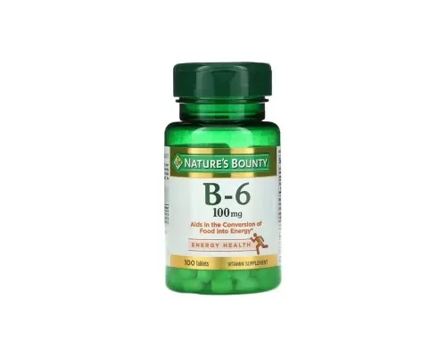 Вітамін Nature's Bounty Вітамін B6, 100 мг, Vitamin B6, 100 таблеток (NRT00650)