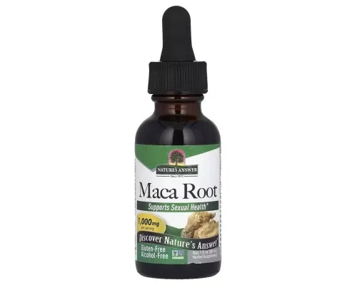 Травы Nature's Answer Мака, 1000 мг, без спирта, Maca Root, Alcohol-Free, 30 мл (NTA-09552)