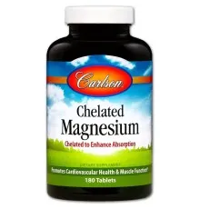 Мінерали Carlson Магній Хелат, Chelated Magnesium, 180 таблеток (CL5612)