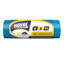 Пакети для сміття Novax із затяжками Сині 35 л 15 шт. (4823058320403)
