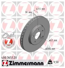 Гальмівний диск ZIMMERMANN 400.3651.20