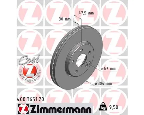 Тормозной диск ZIMMERMANN 400.3651.20