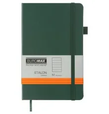 Книга записная Buromax Etalon 125x195 мм 96 листов в линию обложка из искусственной кожи Зеленая (BM.291260-04)