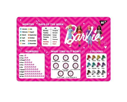 Подкладка настольная Yes Barbie английский (492056)