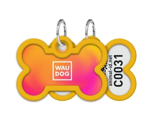 Адресник для животных WAUDOG Smart ID с QR паспортом Градиент оранжевый, кость 40х28 мм (231-4035)