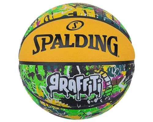 М'яч баскетбольний Spalding Graffitti жовтий, мультиколор Уні 7 84374Z (689344405964)