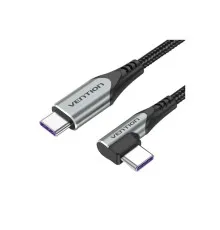 Дата кабель USB-C to USB-C 0.5m USB2.0 60W (20V/3A) angle 90° Gray Aluminum Alloy Vention (TRAHD)