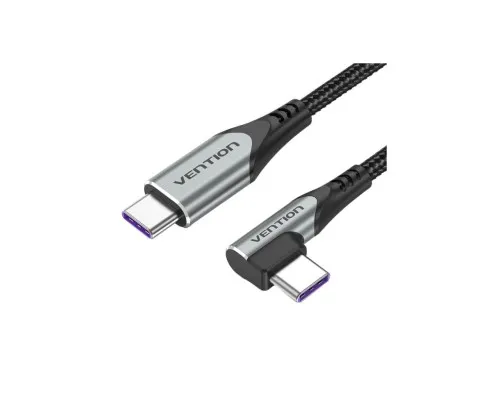 Дата кабель USB-C to USB-C 0.5m USB2.0 60W (20V/3A) angle 90° Gray Aluminum Alloy Vention (TRAHD)