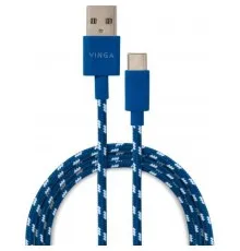 Дата кабель USB 2.0 AM to Type-C 2color nylon 1m blue Vinga (VCPDCTCNB31B)