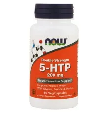 Аминокислота Now Foods 5-HTP (Гидрокситриптофан), 200 мг, Двойная Сила, 60 гелевых (NOW-00108)