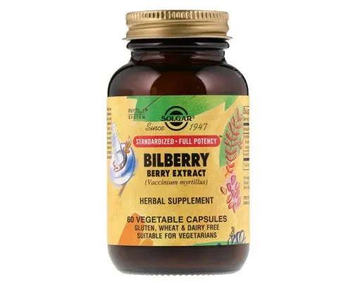 Трави Solgar Чорниця Екстракт, Bilberry Berry Extract, 60 вегетаріанських (SOL-04110)