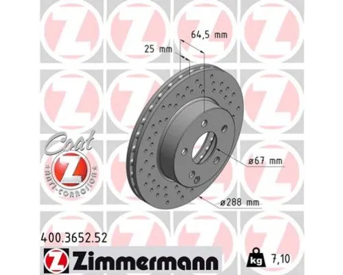 Тормозной диск ZIMMERMANN 400.3652.52