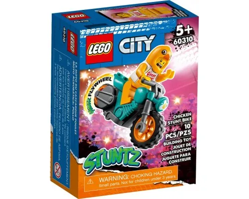 Конструктор LEGO City Stuntz Трюковий мотоцикл з курчатою 10 деталей (60310)