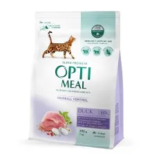 Сухой корм для кошек Optimeal с эффектом выведения шерсти - утка 200 г (4820215362412)