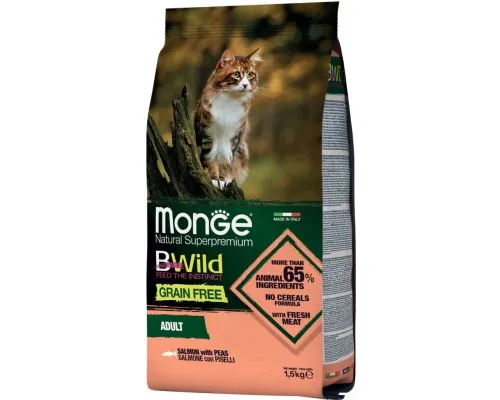 Сухой корм для кошек Monge Cat Bwild GR.FREE со вкусом лосося 1.5 кг (8009470012072)