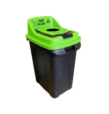 Контейнер для сміття Planet Household Re-Сycler для сортування (скло) чорний із зеленим 50 л (12188)