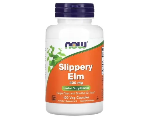 Травы Now Foods Скользкий вяз, 400 мг, Slippery Elm, 100 вегетарианских капсул (NOW-04750)