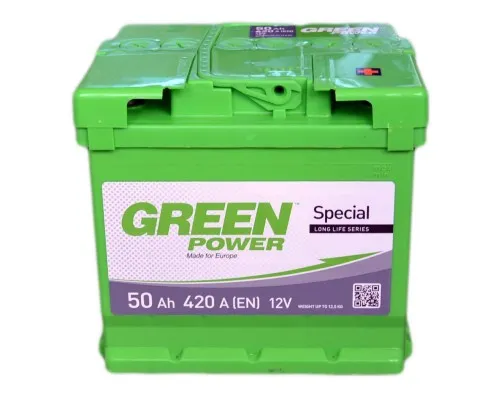 Аккумулятор автомобильный GREEN POWER Standart 50Ah Ев (-/+) (420EN) (22355)