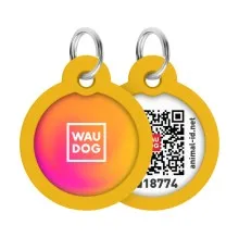 Адресник для животных WAUDOG Smart ID с QR паспортом "Градиент оранжевый", круг 25 мм (225-4035)