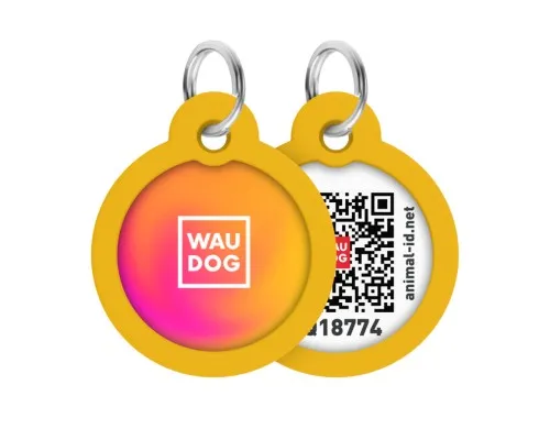 Адресник для животных WAUDOG Smart ID с QR паспортом Градиент оранжевый, круг 25 мм (225-4035)