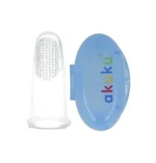 Детская зубная щетка Akuku силиконовая, массажер для десен, голубой (A0263)
