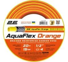 Шланг для поливу 2E AquaFlex Orange 1/2", 20м, 4 шари, 20бар, -10+60°C (2E-GHE12OE20)