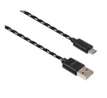 Дата кабель USB 2.0 AM to Micro 5P 2color nylon 1m black Vinga (VCPDCMBN31BK)
