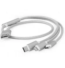 Дата кабель USB 2.0 AM to Lightning + Micro 5P + Type-C 1.0m silver Cablexpert (CC-USB2-AM31-1M-S)