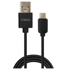 Дата кабель USB 2.0 AM to Type-C 1.0m 3A 18W PVC black Vinga (VCPUSBTC3ABK)